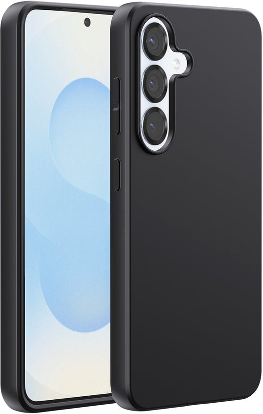 Podec Case Suitable for Samsung Galaxy S25 Black Phone Case - Anti-Shock Case Cover with 1x Screen Protector