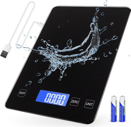 S.old Digital Kitchen Scales - Balance de cuisine - Rechargeable par USB - 1gr à 10kg - Fonction Tare - Noir