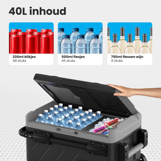 Auronic Compressor Coolbox Electric 12V et 230V - Congélation et réfrigération - Coolbox - 40L - Frigobox - Gris