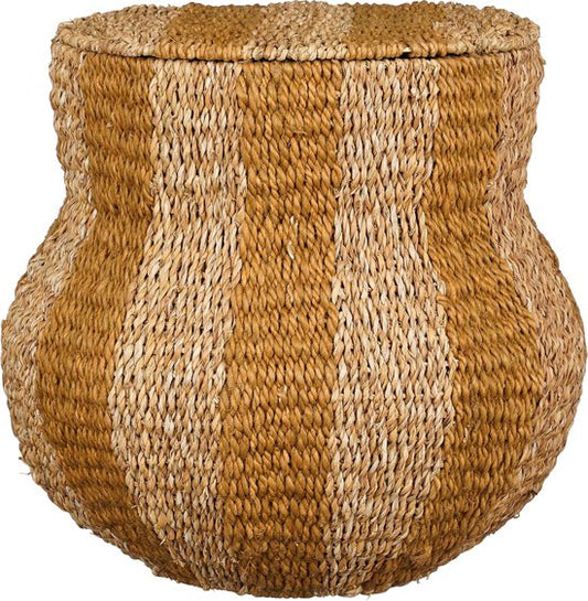 Panier de rangement - Mica Decorations - Avec couvercle - H47 x Ø50 cm - Jute - Jaune