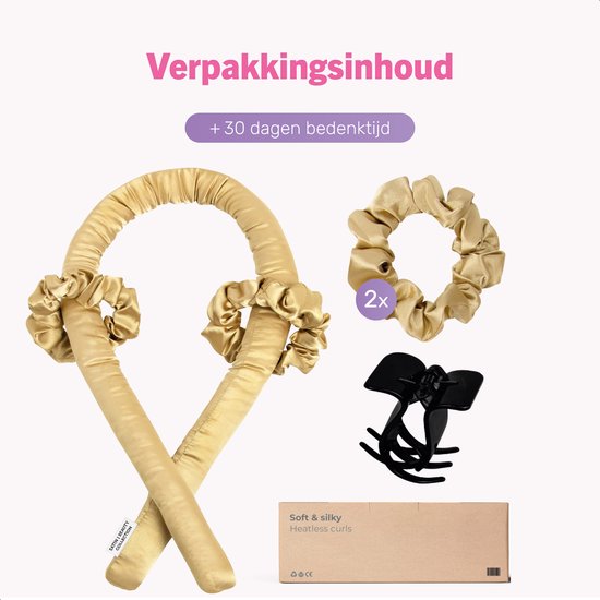 Soft & Silky Heatless curls - Satin - Incl. 2 chouchous et 1 pince à cheveux - Rouleaux à cheveux - Boucles - Boucles sans chaleur - Boucle à cheveux - Produits pour cheveux bouclés