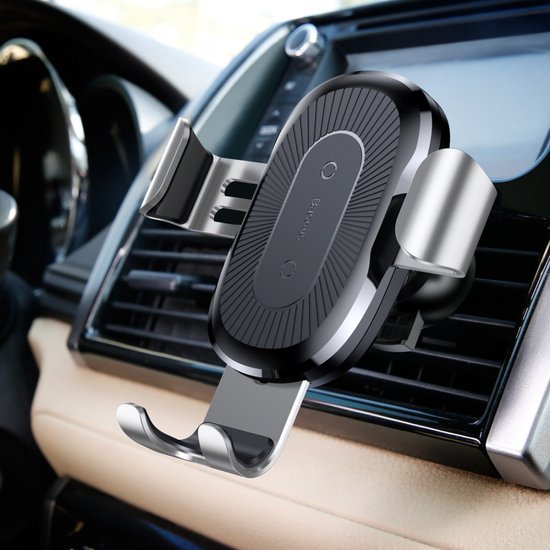 Baseus Gravity Car Mount Car Holder + Qi Wireless Charger Argent