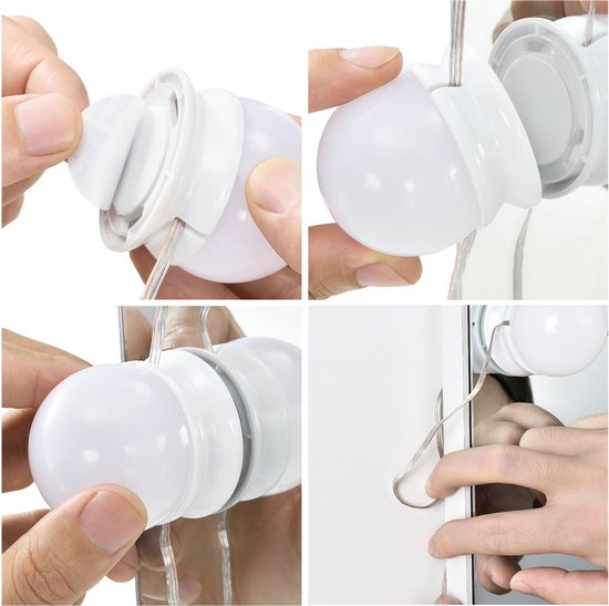 Table de maquillage Bella - Blanc - Miroir et éclairage LED inclus