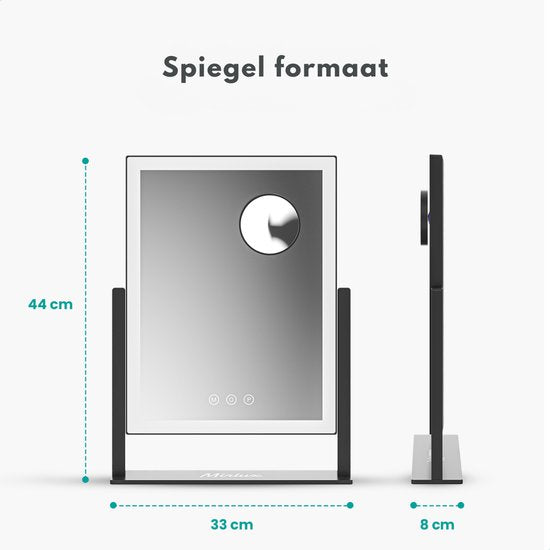Mirlux Make Up Hollywood Mirror with Lighting (44x30cm) - Vision - Lumière LED dimmable - Blanc