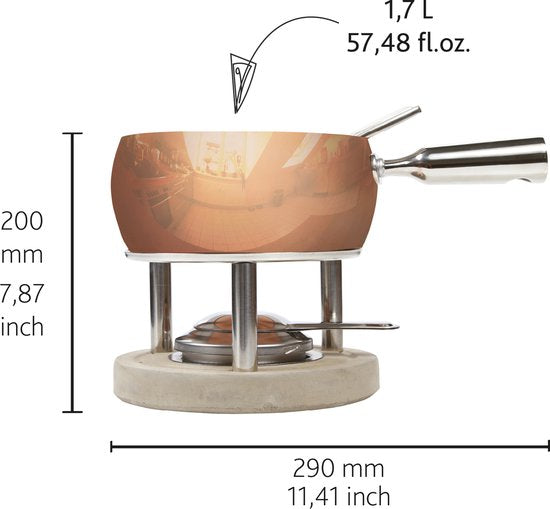 Set à fondue Boska en cuivre - Fondue au fromage - pour 1300 grammes de fromage - 1.7 L