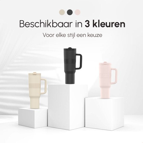 ONYX Bouteille à boire avec paille 1,2 litre - Bouteille d'eau pour enfants et adultes - Tasse thermos - Tasse de voyage - Buveur motivé - Tasse à boire pour l'école - Noir