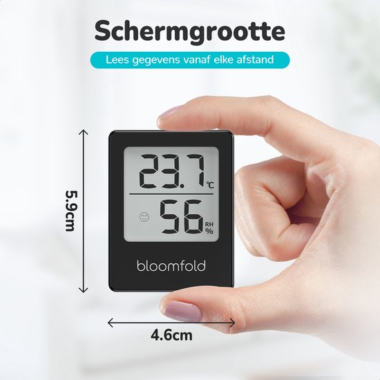 Hygromètre Bloomfold - Humidimètre - Station météo numérique - Thermomètre d'intérieur - Pile incluse