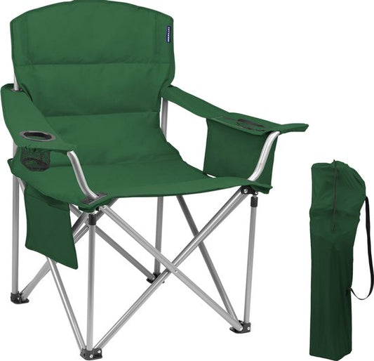 TRVLMORE Chaise de camping XL - pliable - capacité de charge 150KG - sac de transport inclus - chaise pliante - chaise de pêche - chaise de camping - chaise pliante - vert