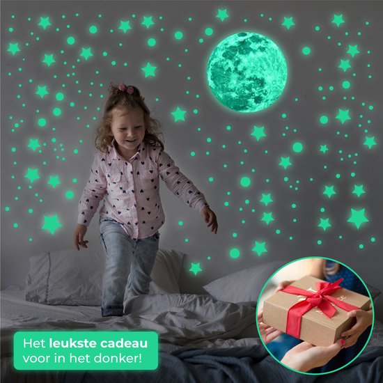 Nuvance - Étoiles et lune phosphorescentes - 442 pièces - Stickers muraux chambre d'enfant