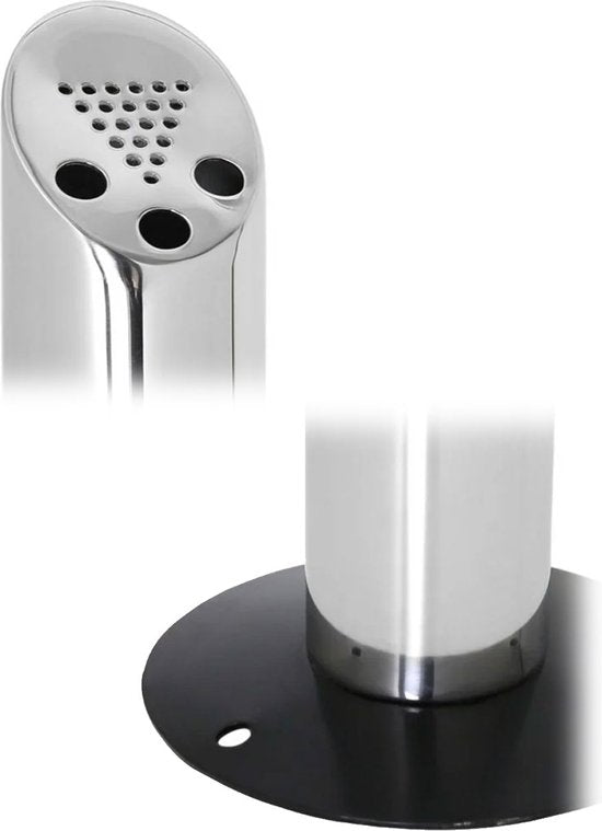 BRASQ Cendrier vertical en acier inoxydable d'une capacité de 2 litres Poteau pour fumeurs Colonne pour fumeurs - 21x21x92 cm - Cendrier vertical pour l'intérieur et l'extérieur