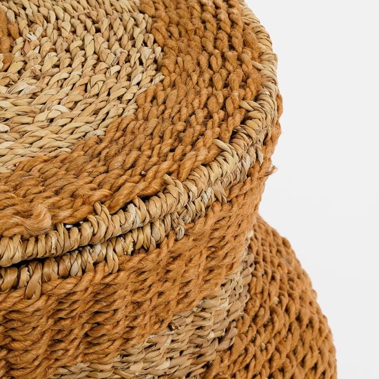 Mica Decorations Panier de rangement Tacoma avec couvercle - H48 x Ø55 cm - Jute - Jaune