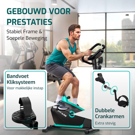FITAGE Hometrainer - Vélo de fitness avec 32 niveaux de résistance - Support de tablette pour Bluetooth Kinomap & Zwift - Vélo d'entrée de gamme, ergonomique et silencieux - Hometrainers Fitness pour la maison