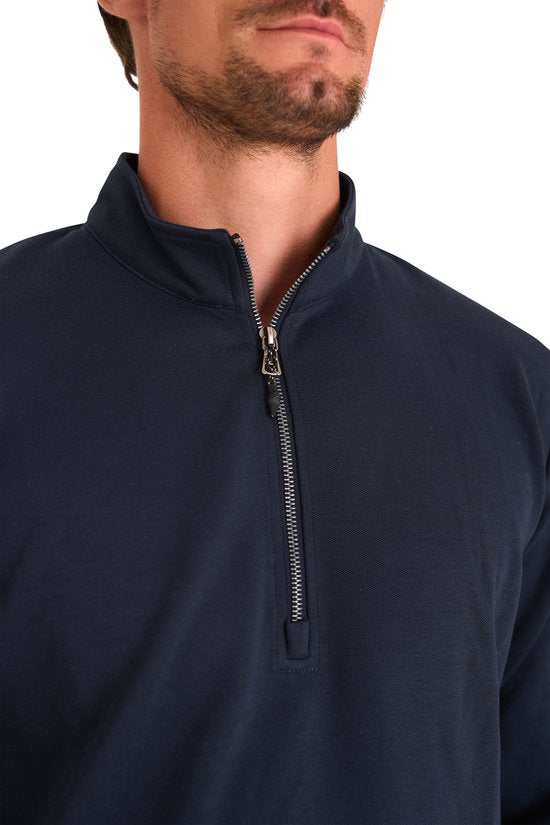 Mario Russo Pique Longsleeve Shirt - Pull homme - Pull homme - Col roulé homme - L - Navy