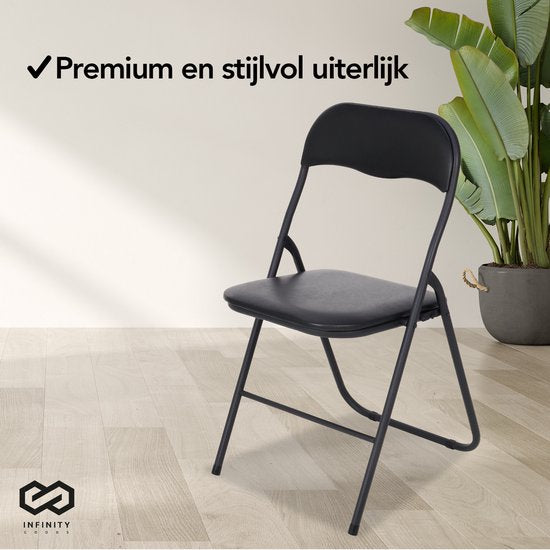 Infinity Goods Klapstoel - Vouwstoel - Eettafelstoel - Opklapbare Stoel - 43 x 47 x 80 CM - Stoel - Zwart