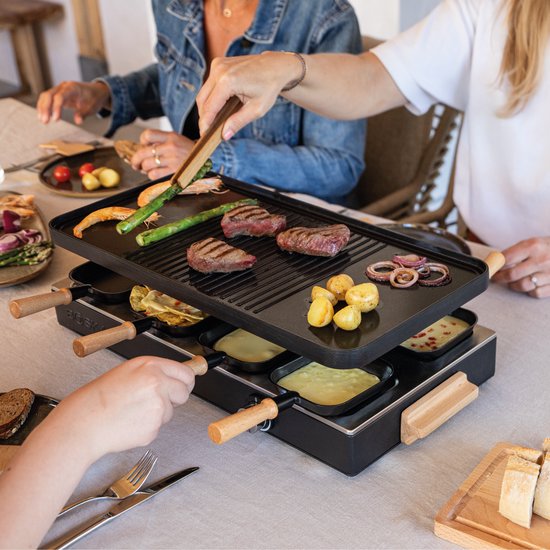 BOSKA Raclette Gourmet Party - Pour 8 personnes Bois de hêtre Acier - Set gourmet