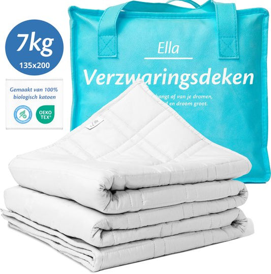 Couverture pondérée Ella 7 kg - Couverture pondérée en coton OEKO-TEX 135 x 200 cm - Couverture pondérée - Blanc