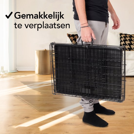 Brixy Dog Bench - Banc pour chien - Taille S - Pliable - 61 x 43 x 49 CM - 2 portes - Noir