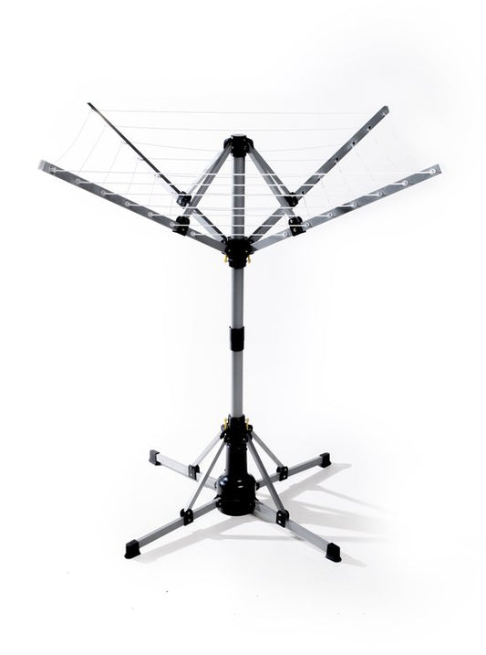 Séchoir rotatif électrique Ezeespinner - Support de séchage pliable avec arrêt automatique - Capacité jusqu'à 25 KG - Télécommande - 10W - noir/gris