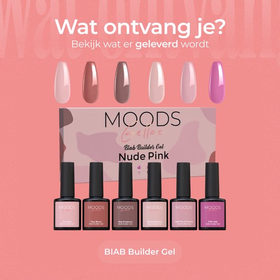 Moods Gellac BIAB - Builder in a Bottle - BIAB Nail Builder Gel - Nude Pink - HEMA & TPO Free
