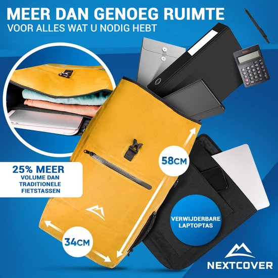 Nextcover® NEW 3in1 Pannier Bag for Carrier [Aquashield] - Sac à bagages, sac à dos et sac à bandoulière [25 Litres] I Sac à dos étanche