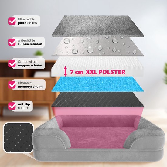 tectake® dog bed - coussin pour chiens de grande et moyenne taille - moelleux et lavable - panier pour chien avec mousse à mémoire de forme - box pour chien - chaise longue pour chien - panier pour chien - coussin pour chien L (91 x 68 x 18 cm)