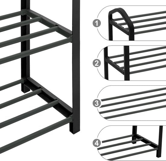 Rangement pour chaussures - Support pour chaussures - Rangement pour chaussures - Rangement pour chaussures - Etagère pour chaussures - Support pour chaussures - Présentoir pour chaussures - Noir - 79x19.5x45cm