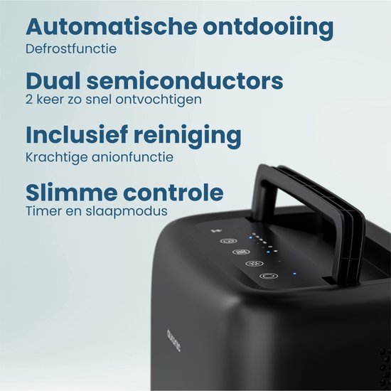 Déshumidificateur Auronic Mini - Convient au salon, au bureau, à la chambre à coucher, à la chambre de bébé et plus encore - Silencieux - Noir