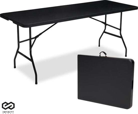 Infinity Goods Table pliante - Table pliante - 180 x 70 x 74 cm - Table de camping - Table de jardin - Portable - Noir