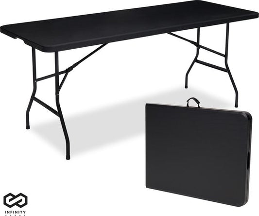 Infinity Goods Table pliante - Table pliante - 180 x 70 x 74 cm - Table de camping - Table de jardin - Portable - Noir