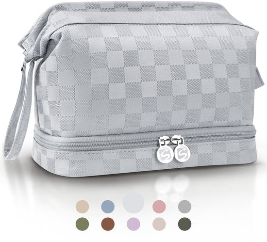 Skycases Travel Essentials - Trousse de toilette et de maquillage - Imperméable et compacte - Convient pour le voyage et l'usage quotidien - Unisexe - Argent