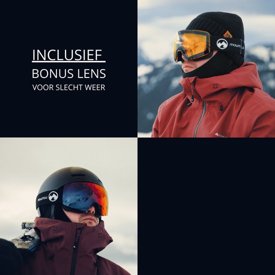 MowMow LOCAL Masque de ski Homme L/XL + lentille supplémentaire - Magnétique - Bio-Frame - R-Strap - UV400