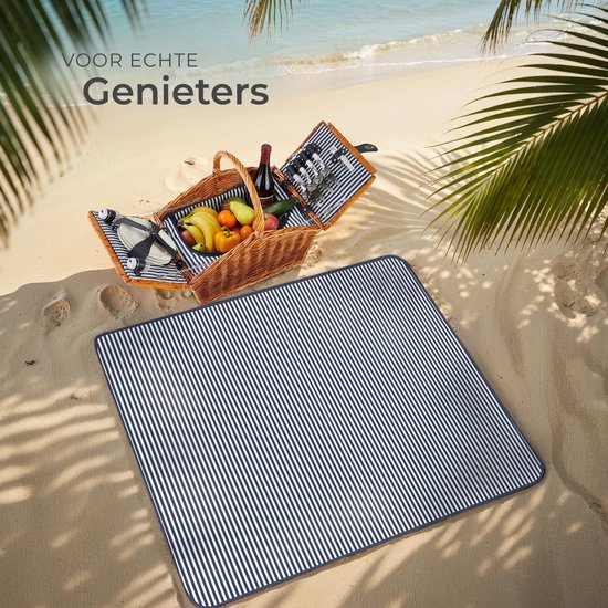 tectake® Set complet de paniers de pique-nique Vlieland - Set de luxe de 23 pièces pour 4 personnes - Panier de pique-nique en osier avec tapis de pique-nique - Comprend une glacière, des assiettes, des verres à vin en plastique et des couverts en acier i