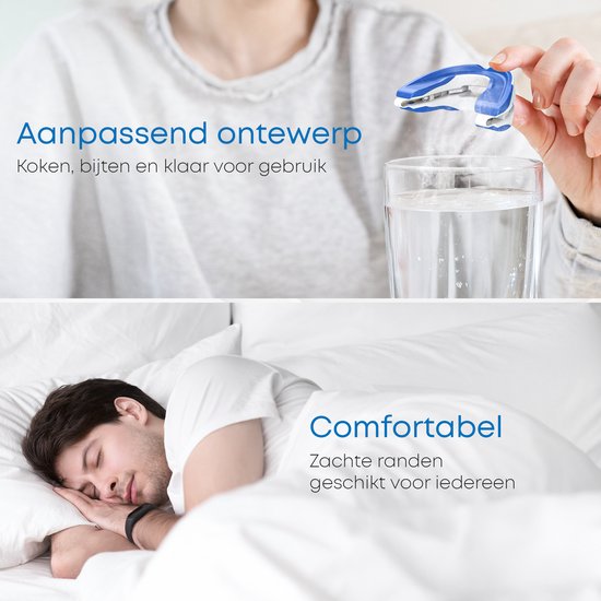Attelle anti-ronflement - PRO+ - Boîte et livre inclus - Réglable - Pour une bonne nuit de sommeil - Mors de dents - Mors de dents - Transparent sans BPA - Alyze