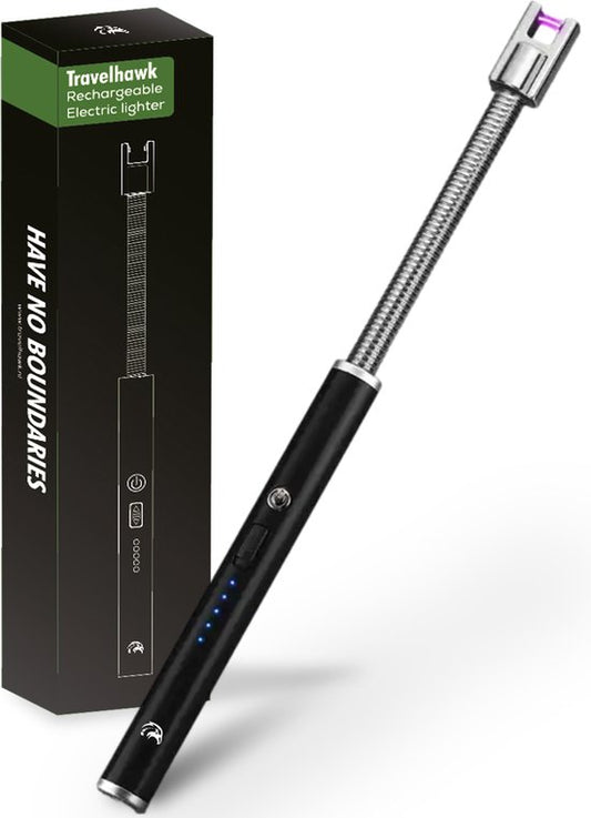Travelhawk Briquet électrique rechargeable - Briquet pliable - Briquet à plasma durable - Briquets - Briquet électrique - Noir