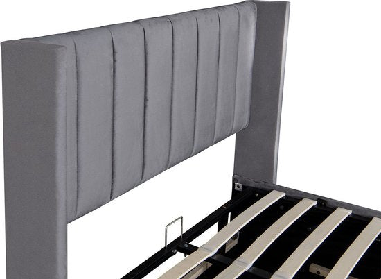 Lit capitonné Savona - 200 x 120 cm - Gris foncé - Tiroir de lit inclus