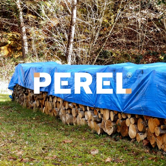 Perel Tarpaulin, ultra-strong, 32 anneaux, coins renforcés, rectangulaire, bleu/noir, 180 g/m², 6 x 10 m