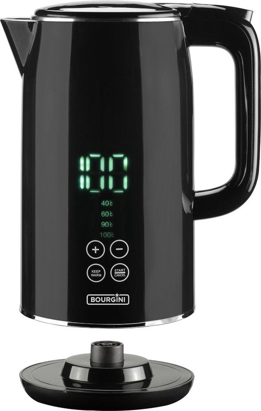 Bouilloire numérique Bourgini Cool Touch - 1.7L - Noir