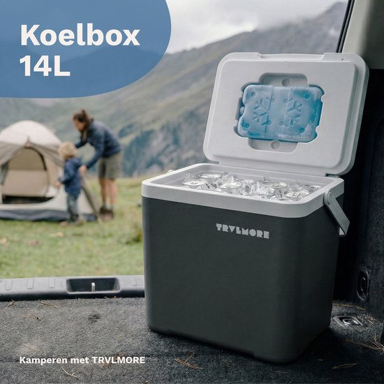 TRVLMORE Cool Box 14L - 47 heures de réfrigération - Frigobox - Elément réfrigérant inclus - Cool Box Small - Anthracite