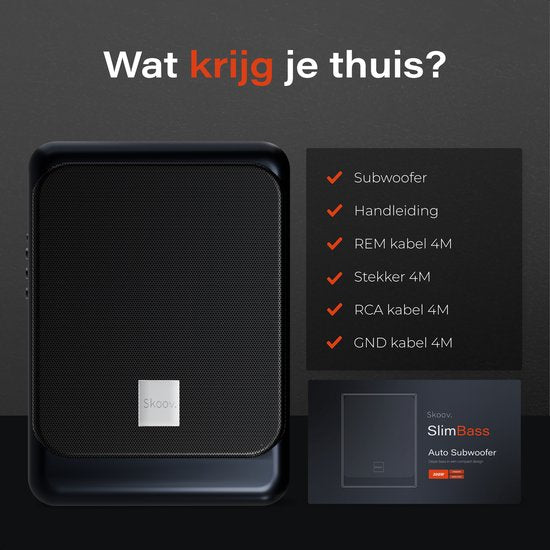 Skoov SlimBass Car Subwoofer Avec Amplificateur Intégré - 200W - Télécommande - Haut-parleurs - Sous-siège - Actif - Woofer