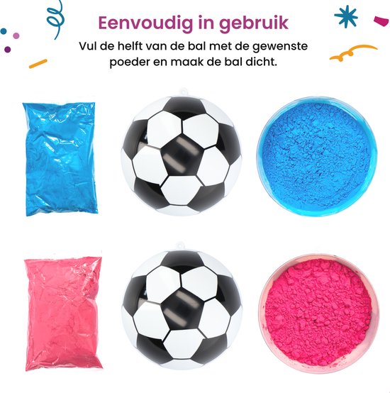 Partizzle Football de révélation du sexe - Avec poudre rose et bleue - Décorations pour la fête de bébé - Fête de garçon ou de fille - Bombe fumigène et pistolet fumigène alternatifs - Plastique