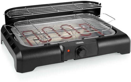 Barbecue électrique - Princess 112250 Barbecue électrique avec étagères latérales - BBQ - 40x25cm - Utilisable avec et sans support - Avec étagères latérales - Utilisable également comme grill de table - 2200W