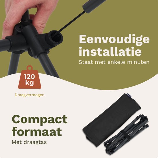 TRVLMORE Chaise de camping - pliable - capacité de charge 120KG - sac de transport inclus - chaise pliante - chaise de pêche - chaise de camping - chaise pliante - noir