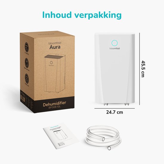 Déshumidificateur Bloomfold - 10L par jour - Salon, chambre, cave et salle de bain - Déshumidificateur - Blanc