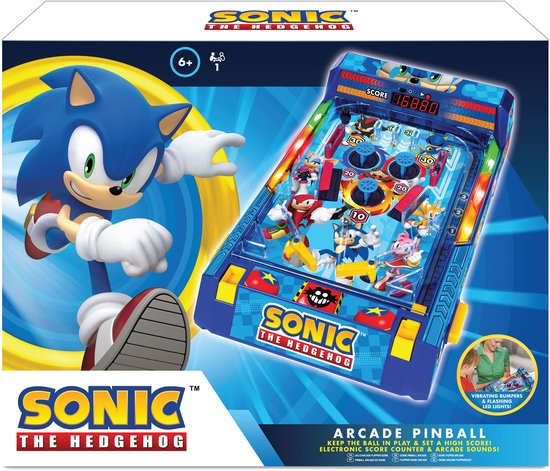 A Ambassador® Sonic Pinball - Arcade Pinball - Mini Pinball - Machine de jeu - Compteur de score - Table Top - Adultes - Jeux pour enfants - The Big Toy Book 2025