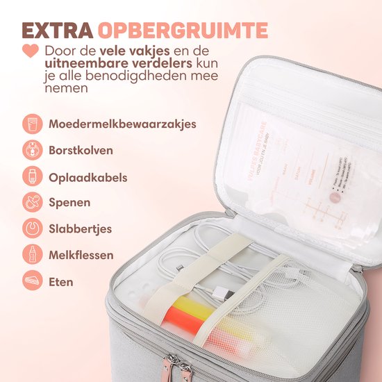 Vulpes Goods® Babycare - Sac isotherme de luxe avec élément réfrigérant - Pour les déplacements - Sac de pompage - Lait maternel jusqu'à 12 heures au frais - Sac isotherme pour le pompage - Sac isotherme pour le lait maternel - Sac de conservation des ali