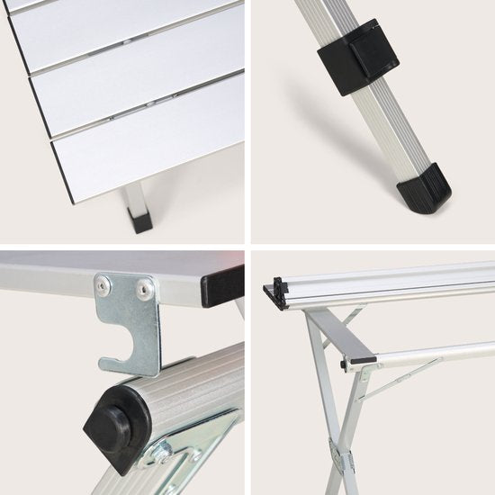 TRVLMORE Table de camping - 120x70x70cm - Légère avec structure en aluminium - Table pliante ajustable - Table de camping - Table pliante - Noir