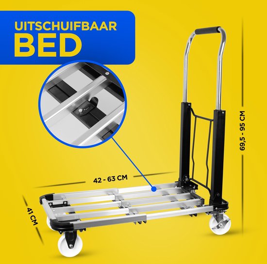 Kinzo Trolley Foldable - Trolley - Chariot de transport - jusqu'à 150 KG