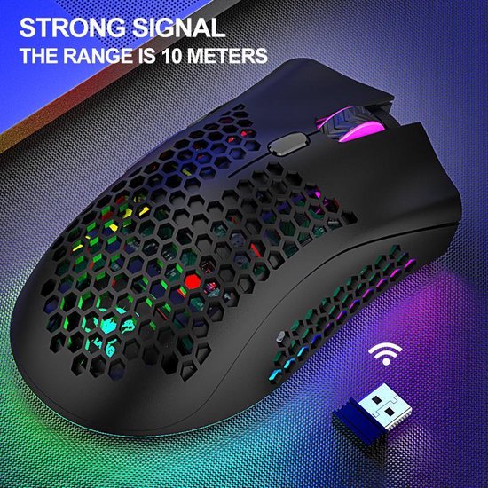 ZIYOU LANG X3 Wireless Gaming Mouse - Souris de jeu RVB en nid d'abeille - Souris de jeu - Noir