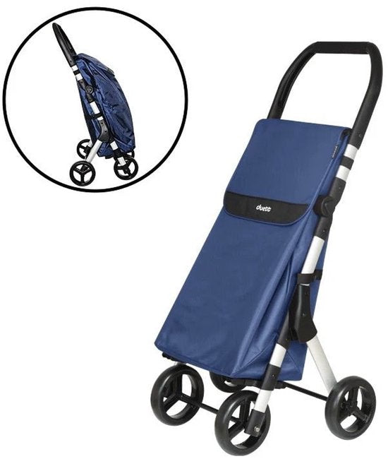 Duett Muuvi Up Chariot de courses - Capacité du sac 46L - 4 roues - Pliable - Bleu