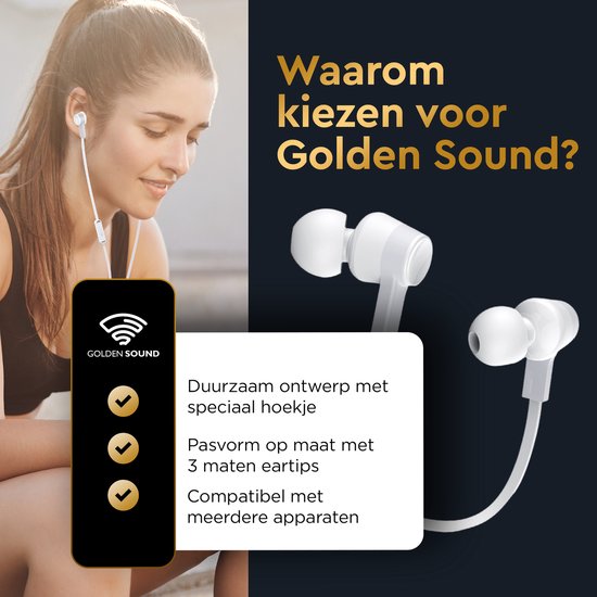 Golden Sound Ecouteurs filaires - Embouts en silicone - Prise jack 3,5 mm - Ecouteurs avec fil et microphone
